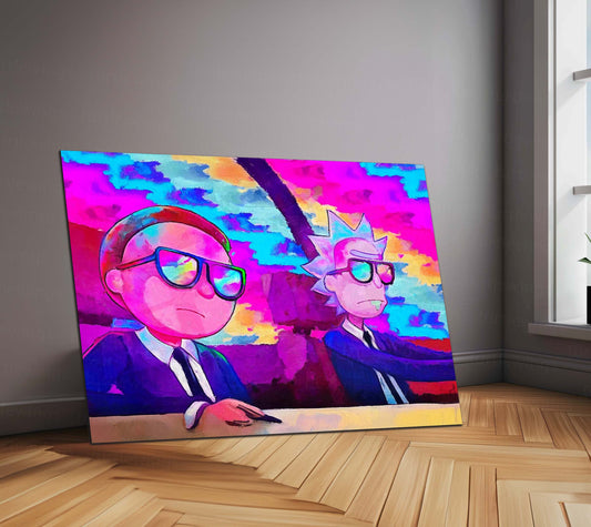 Rick and Morty Artwork – Metal Frame | Sci-Fi Cartoon Wall Art | Multiverse Madness Poster for Fans & Collectors - TURTLEWINGS