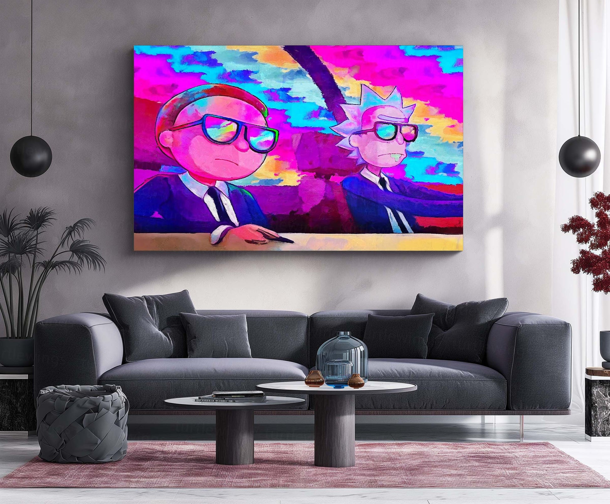 Rick and Morty Artwork – Metal Frame | Sci-Fi Cartoon Wall Art | Multiverse Madness Poster for Fans & Collectors - TURTLEWINGS