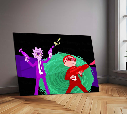 Rick and Morty Artwork – Metal Frame | Sci-Fi Cartoon Wall Art | Multiverse Madness Poster for Fans & Collectors 01 - TURTLEWINGS