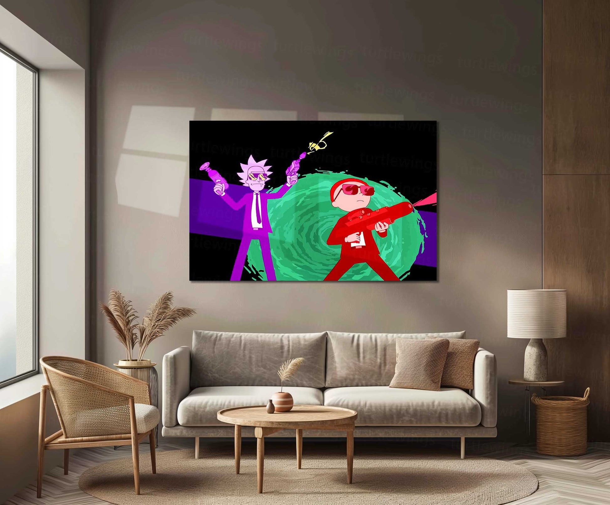 Rick and Morty Artwork – Metal Frame | Sci-Fi Cartoon Wall Art | Multiverse Madness Poster for Fans & Collectors 01 - TURTLEWINGS