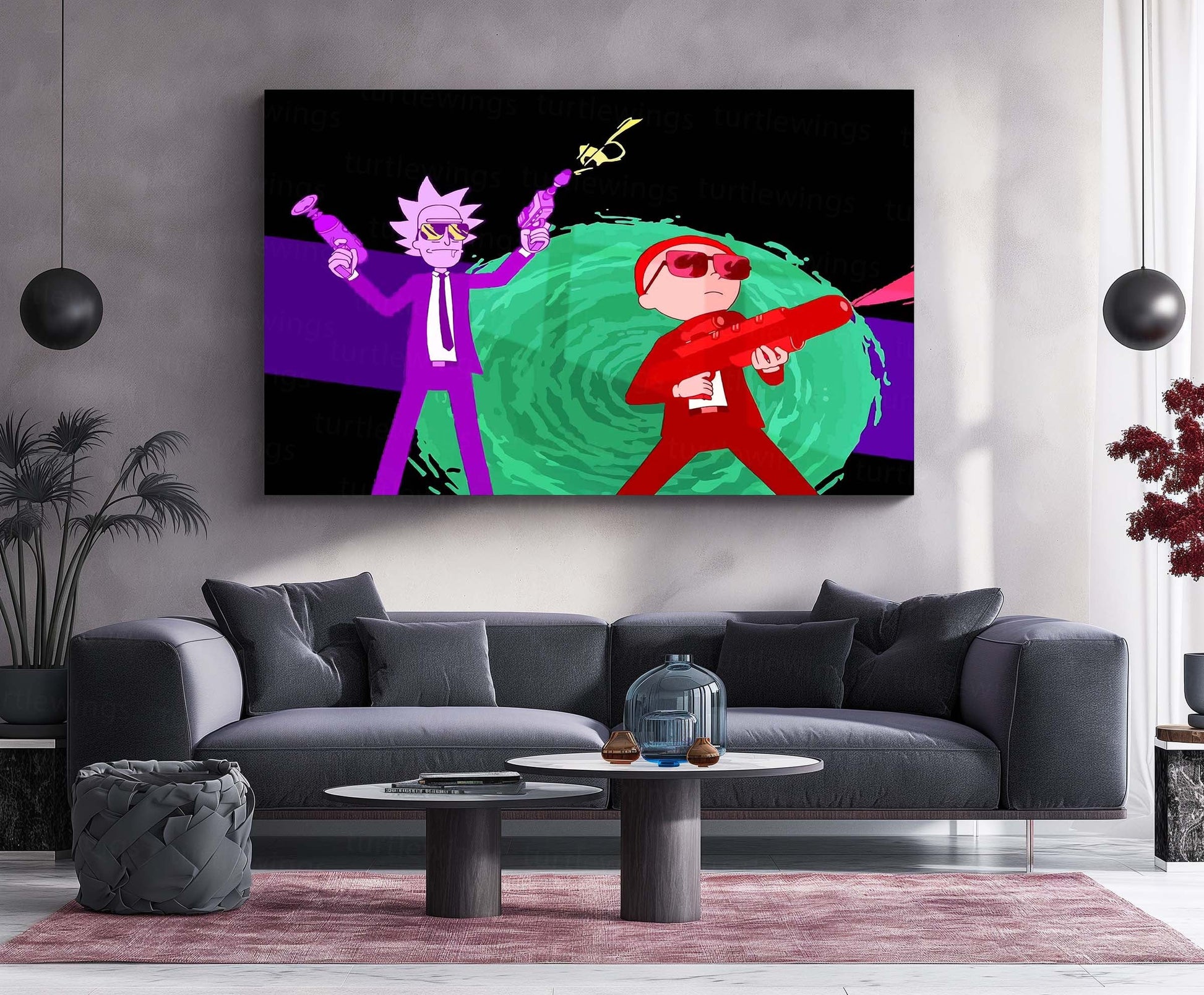 Rick and Morty Artwork – Metal Frame | Sci-Fi Cartoon Wall Art | Multiverse Madness Poster for Fans & Collectors 01 - TURTLEWINGS