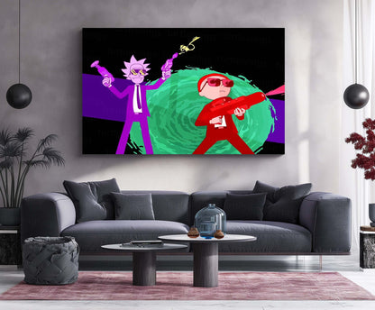 Rick and Morty Artwork – Metal Frame | Sci-Fi Cartoon Wall Art | Multiverse Madness Poster for Fans & Collectors 01 - TURTLEWINGS