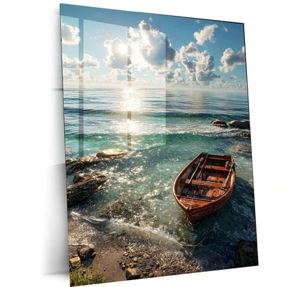 Sea Boat Metal Poster | Nautical Adventure Wall Art | Ocean Journey Aesthetic Decor - TURTLEWINGS
