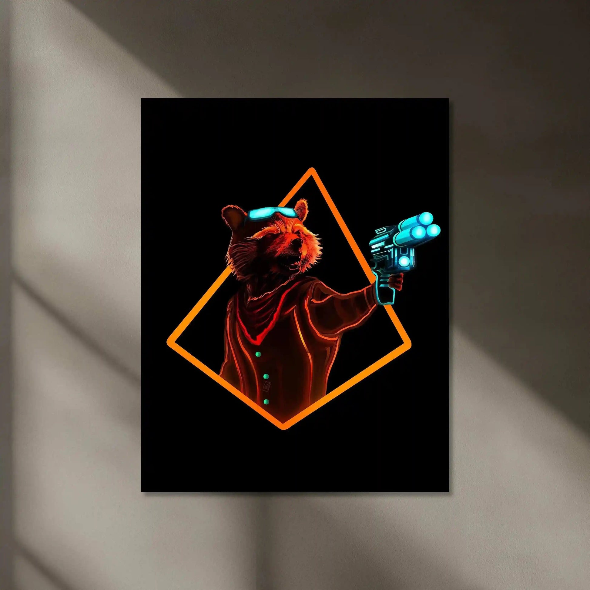 Rocket Raccoon Neon LED Metal Poster â Guardians of the Galaxy Wall Art - TURTLEWINGS