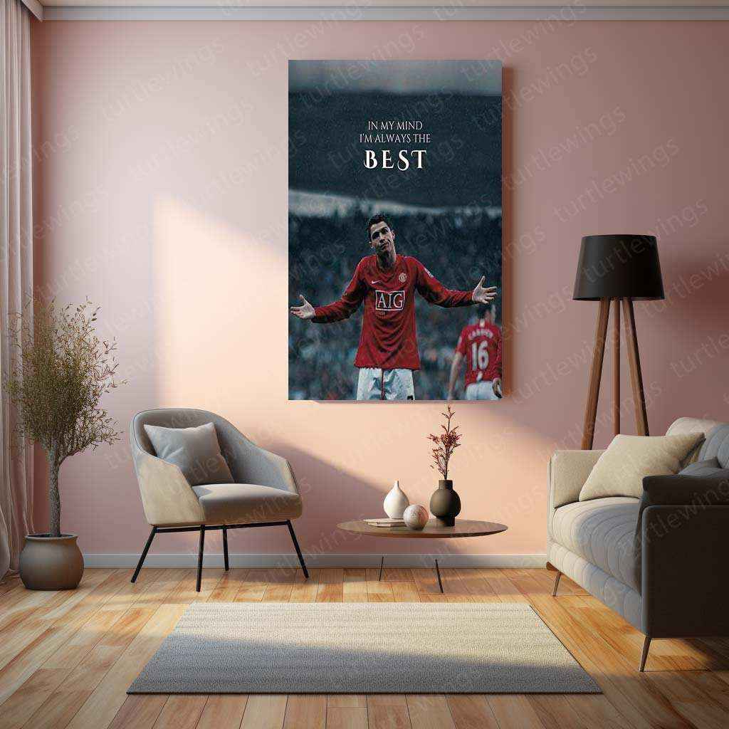 Cristiano Ronaldo Metal Poster | GOAT Portrait Wall Art | Football Legend Decor - TURTLEWINGS