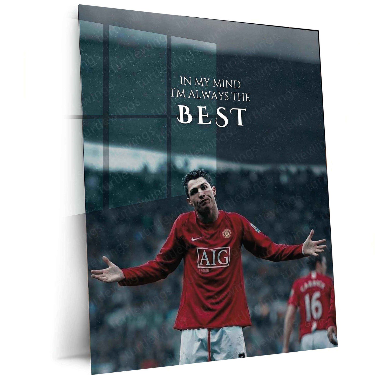 Cristiano Ronaldo Metal Poster | GOAT Portrait Wall Art | Football Legend Decor - TURTLEWINGS