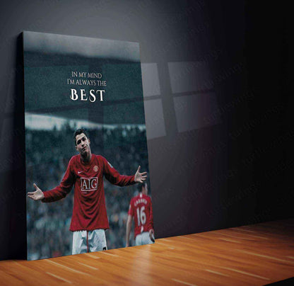 Cristiano Ronaldo Metal Poster | GOAT Portrait Wall Art | Football Legend Decor - TURTLEWINGS