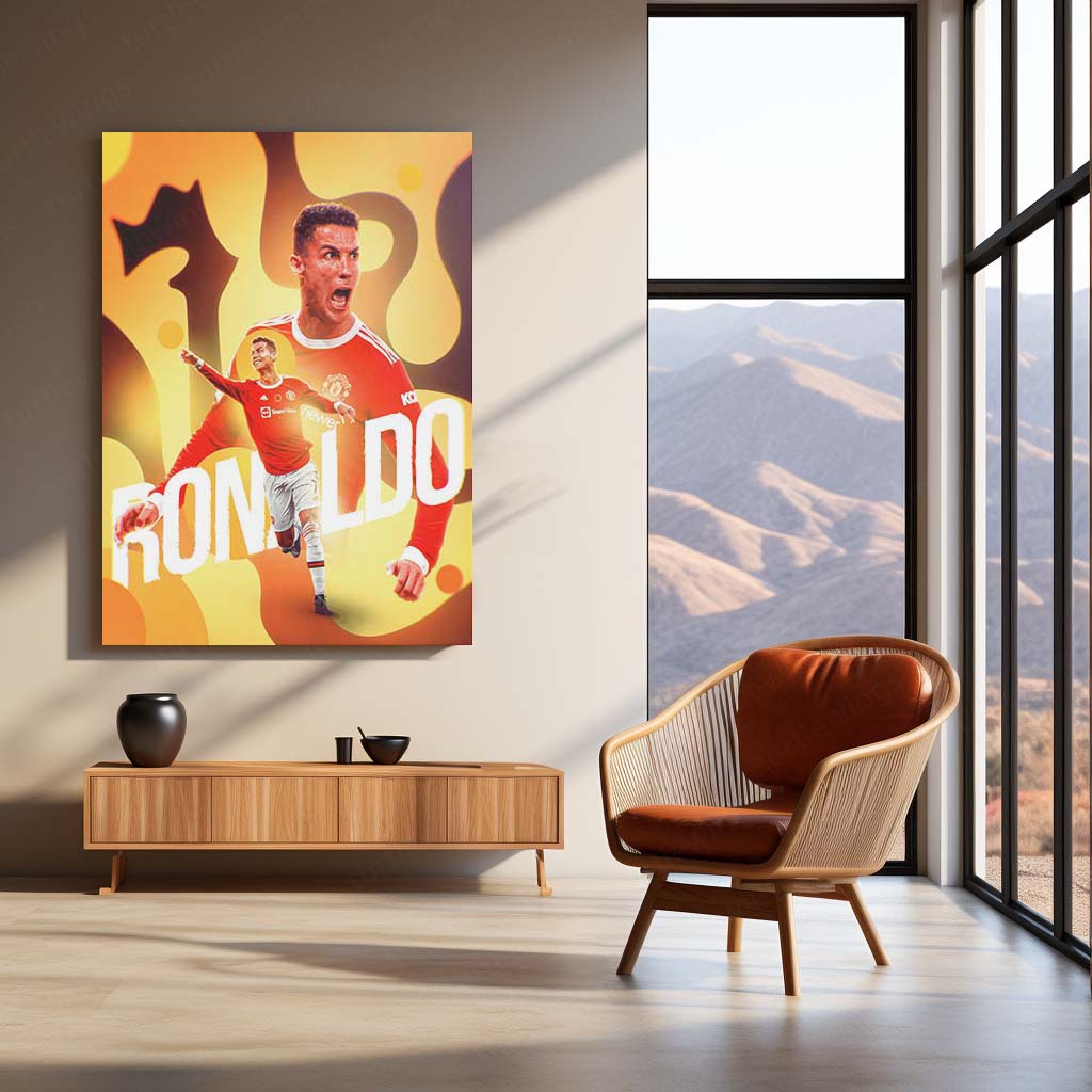 Cristiano Ronaldo – Metal Frame | Iconic Football Wall Art 02 - TURTLEWINGS
