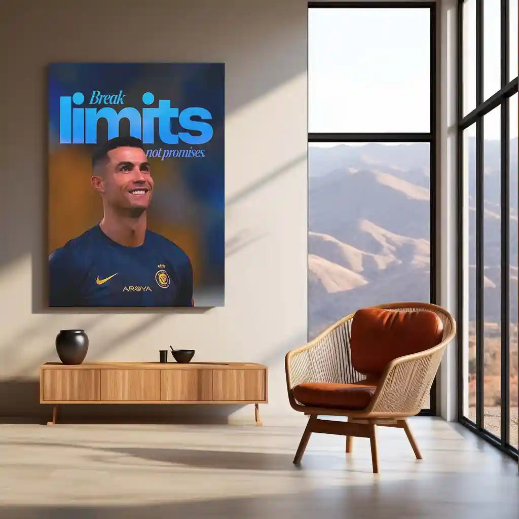 Quote Metal Poster | Cristiano Ronaldo – Break Limits, Not Promises Metal Frame Unstoppable Discipline, Commitment & Elite Standards Quote Wall Art | Champion Mentality Metal Poster - TURTLEWINGS 