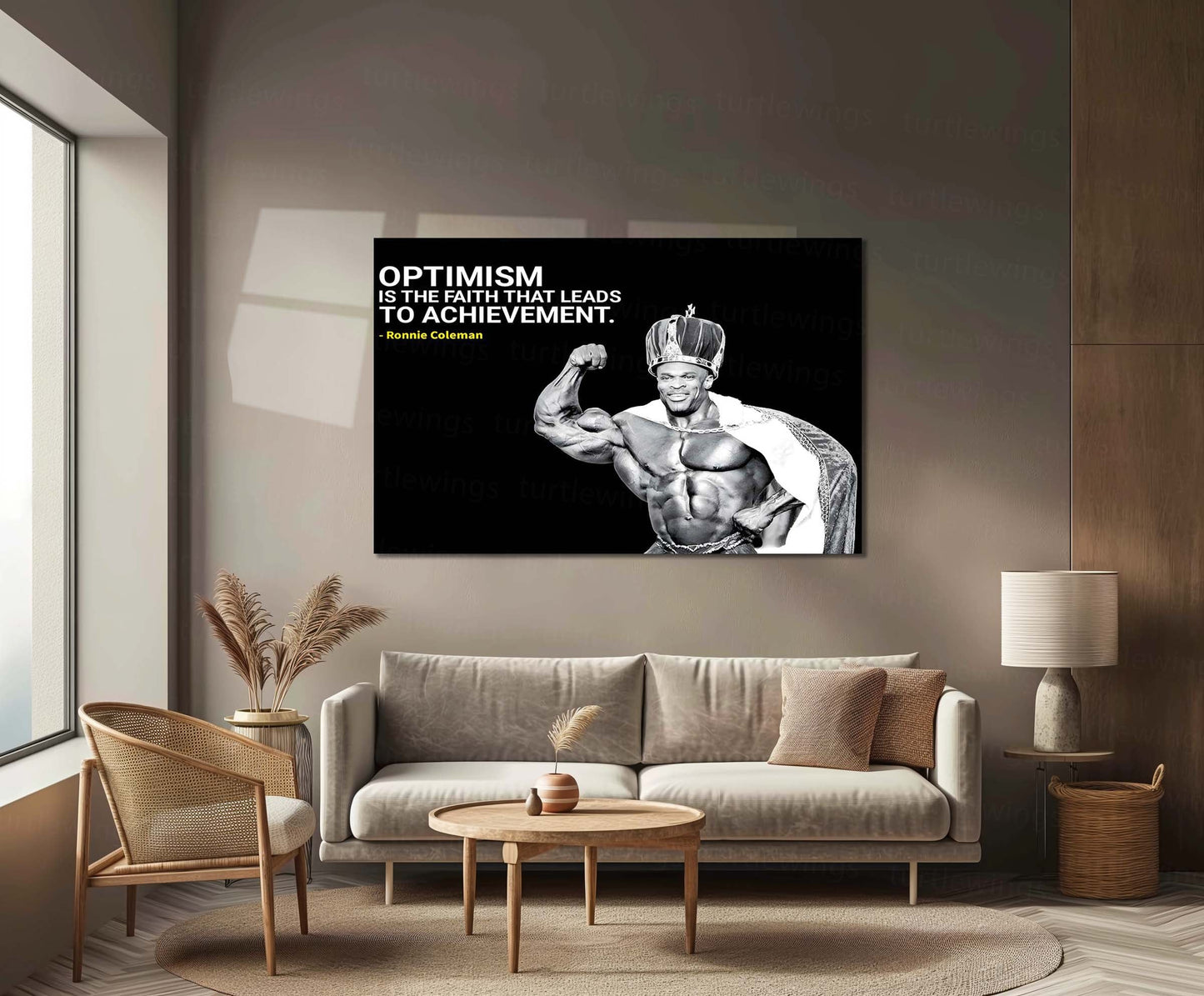 Quote Metal Poster | Ronnie Coleman Quote Metal Poster | “Optimism Is the Faith That Leads to Achievement” | Bodybuilding Wall Art