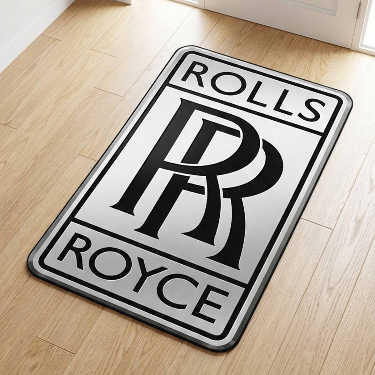 Rolls-Royce Luxury Logo Floor Mat (3 mm Thick) | Premium Rolls-Royce Cut-Out Flat Rug for Bedroom, Office, Garage & Supercar Decor