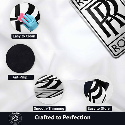 Rolls-Royce Luxury Logo Floor Mat (3 mm Thick) | Premium Rolls-Royce Cut-Out Flat Rug for Bedroom, Office, Garage & Supercar Decor