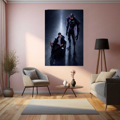 Anime Metal Poster | Sung Jin-Woo – Shadow Monarch Metal Poster Solo Leveling Inspired Wall Art | Dark Power Anime Metal Frame 02