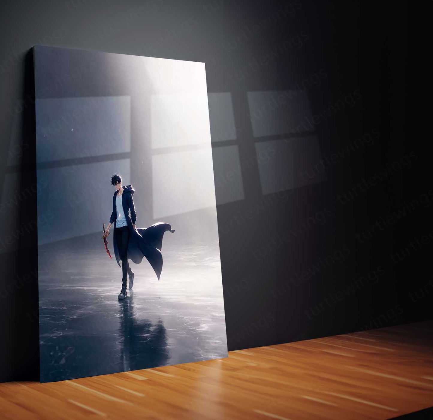 Anime Metal Poster | Sung Jin-Woo – Shadow Monarch Metal Poster Solo Leveling Inspired Wall Art | Dark Power Anime Metal Frame 03