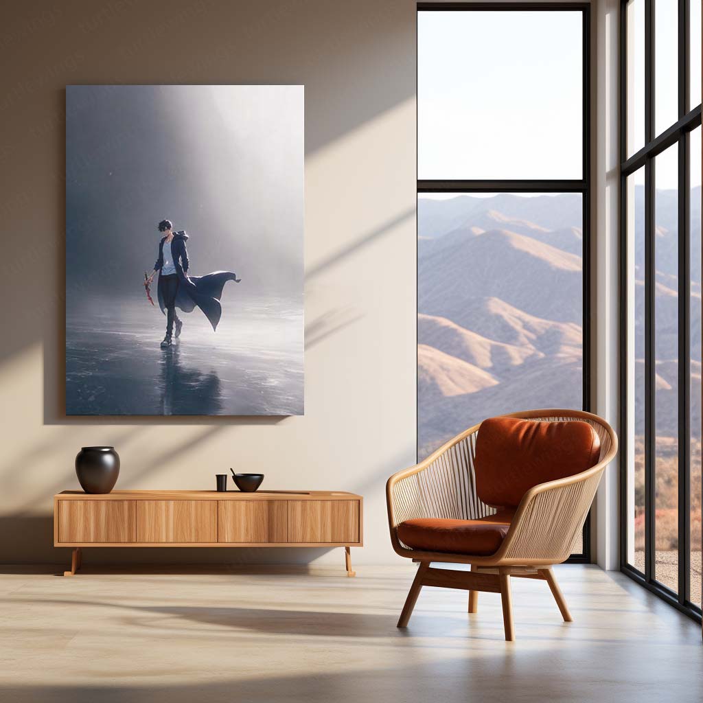 Anime Metal Poster | Sung Jin-Woo – Shadow Monarch Metal Poster Solo Leveling Inspired Wall Art | Dark Power Anime Metal Frame 03