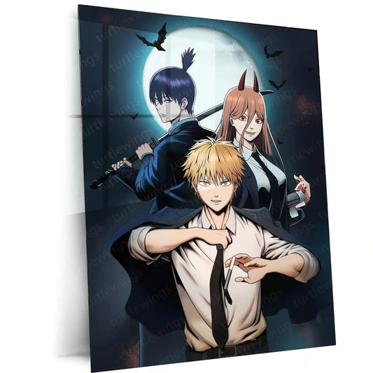 Anime Metal Poster | Chainsaw Man Metal Poster – Denji’s Rage Unleashed - TURTLEWINGS