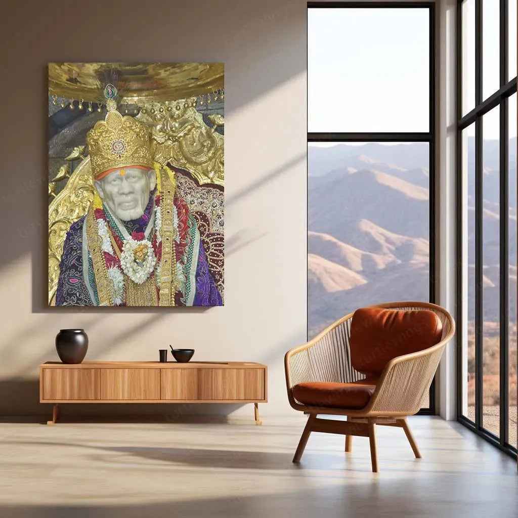 Sai Baba Metal Poster – Divine Blessings & Wisdom - TURTLEWINGS