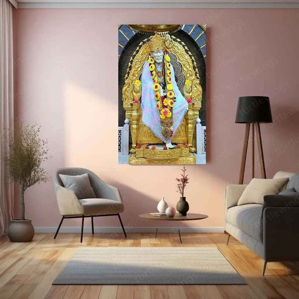 Sai Baba Metal Poster – Divine Blessings & Wisdom 1 - TURTLEWINGS