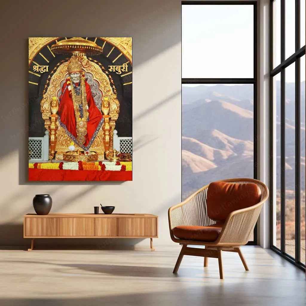 Sai Baba Metal Poster – Divine Blessings & Wisdom 2 - TURTLEWINGS