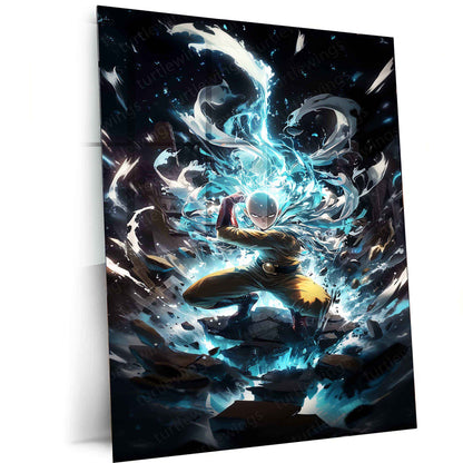 Saitama Metal Poster – One Punch Man | Epic Hero Art | Iconic Saitama Wall Decor 2 - TURTLEWINGS