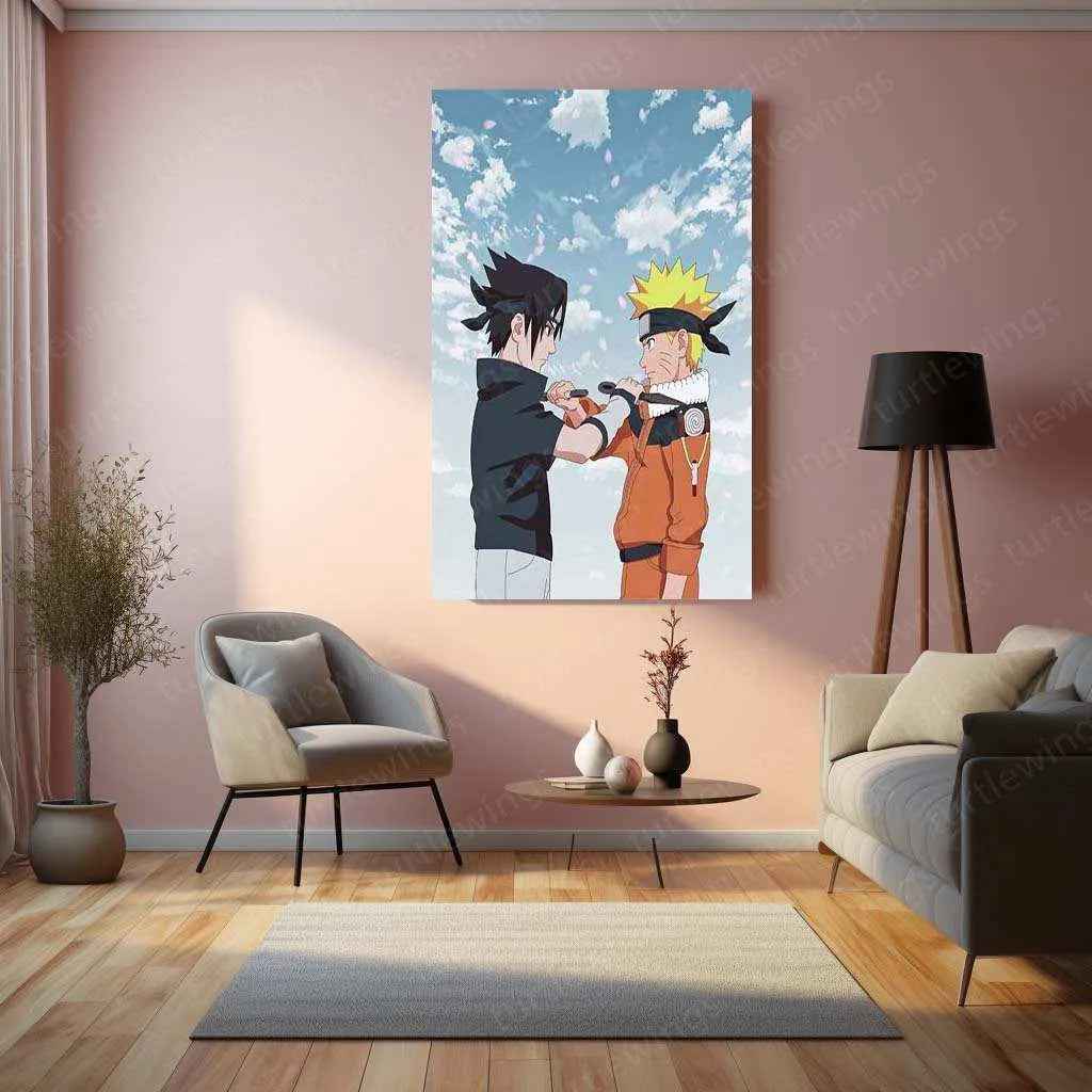 Sasuke & Naruto Metal Poster – Legendary Shinobi Rivalry Wall Art - TURTLEWINGS