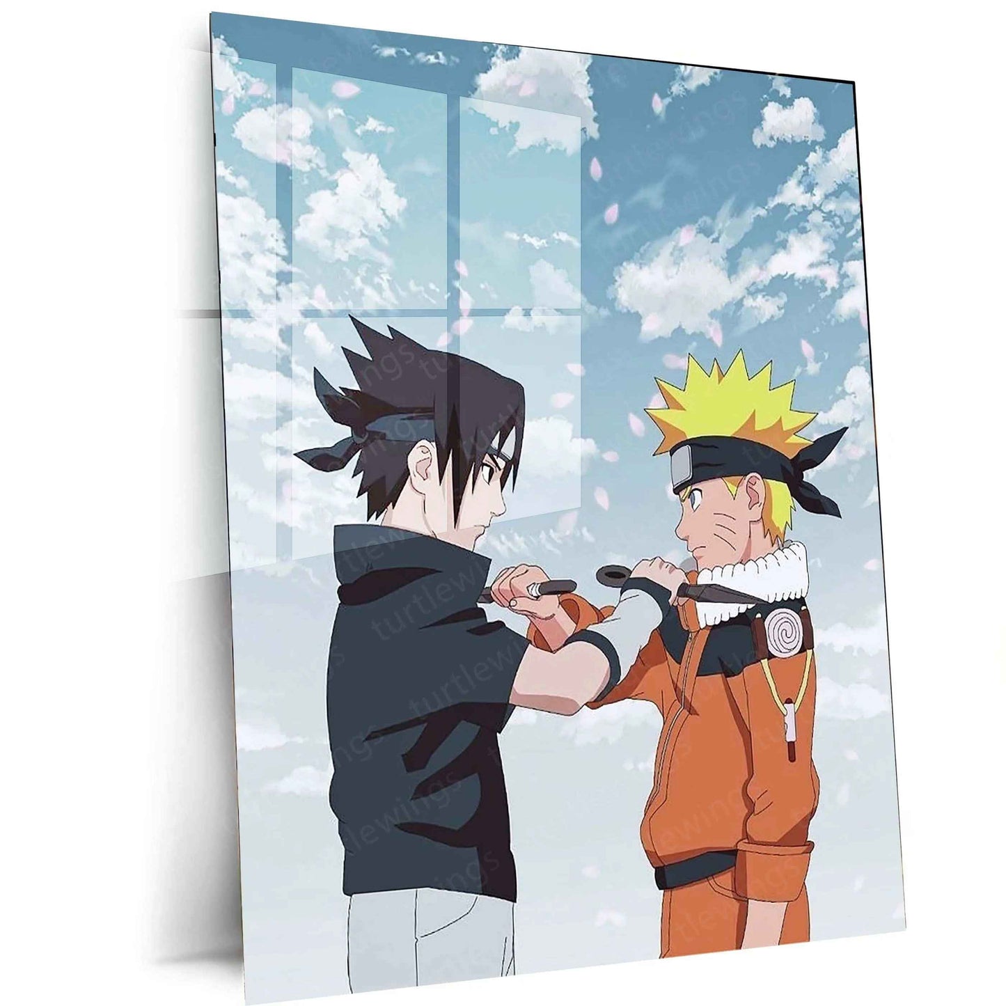 Sasuke & Naruto Metal Poster – Legendary Shinobi Rivalry Wall Art - TURTLEWINGS