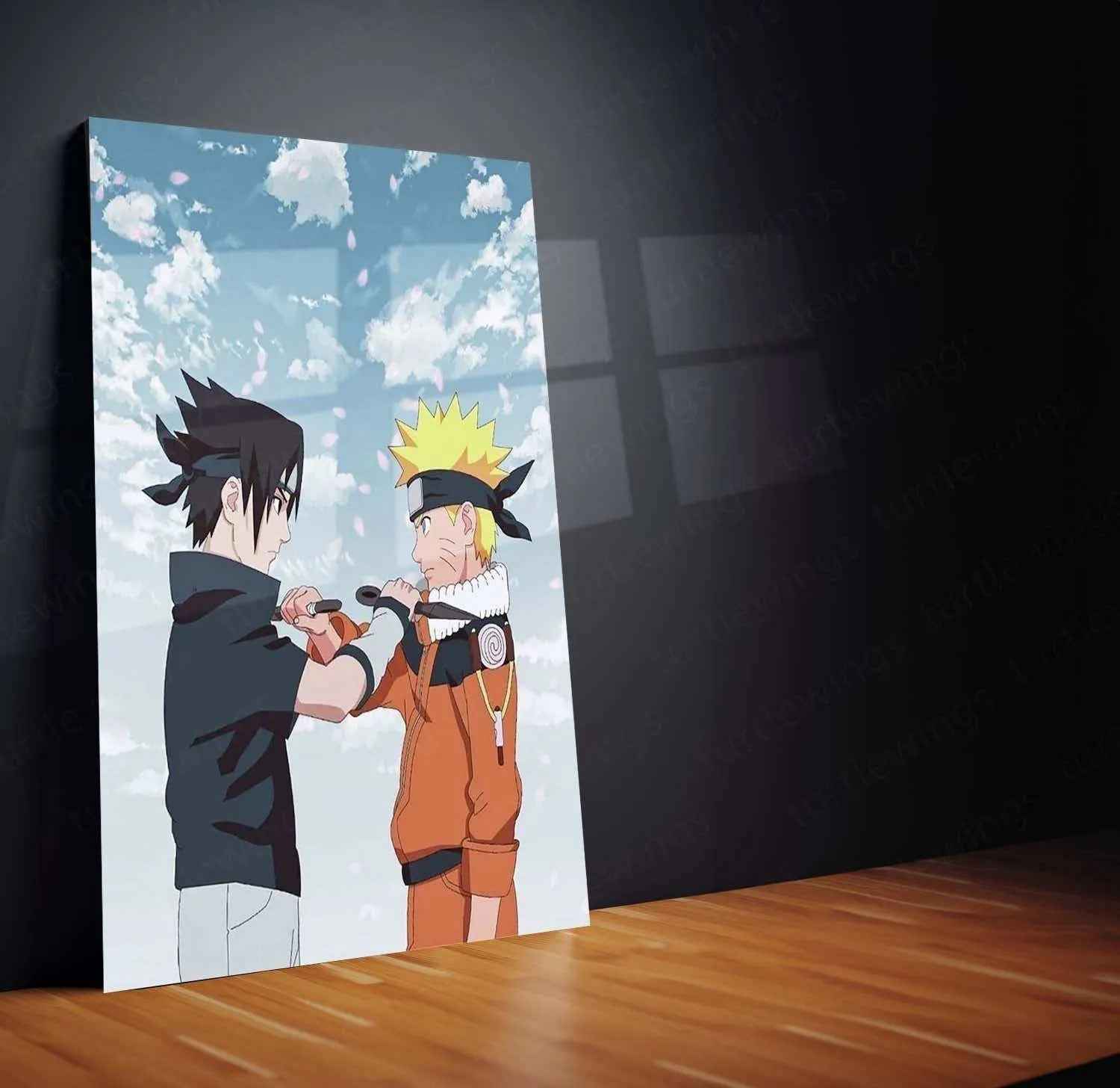 Sasuke & Naruto Metal Poster – Legendary Shinobi Rivalry Wall Art - TURTLEWINGS