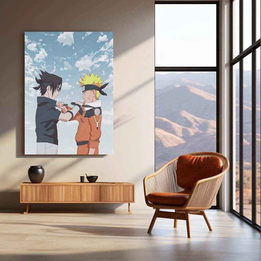 Sasuke & Naruto Metal Poster – Legendary Shinobi Rivalry Wall Art - TURTLEWINGS