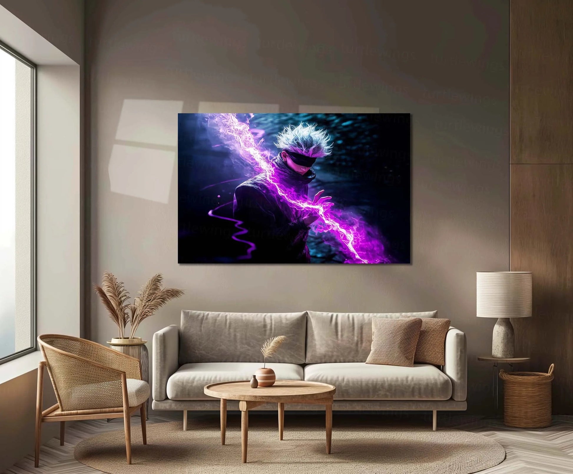Anime Metal Poster | Satoru Gojo – Limitless Elegance | Modern Anime Metal Frame | Jujutsu Kaisen Wall Art - TURTLEWINGS
