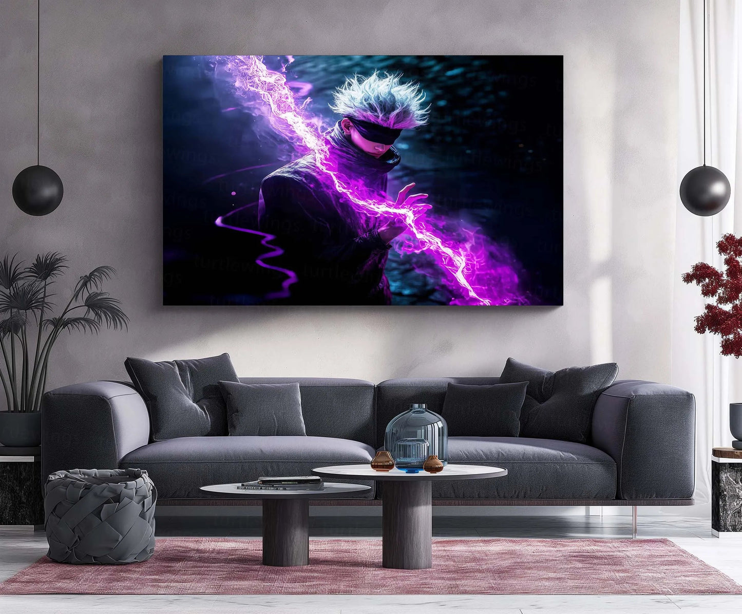 Anime Metal Poster | Satoru Gojo – Limitless Elegance | Modern Anime Metal Frame | Jujutsu Kaisen Wall Art - TURTLEWINGS