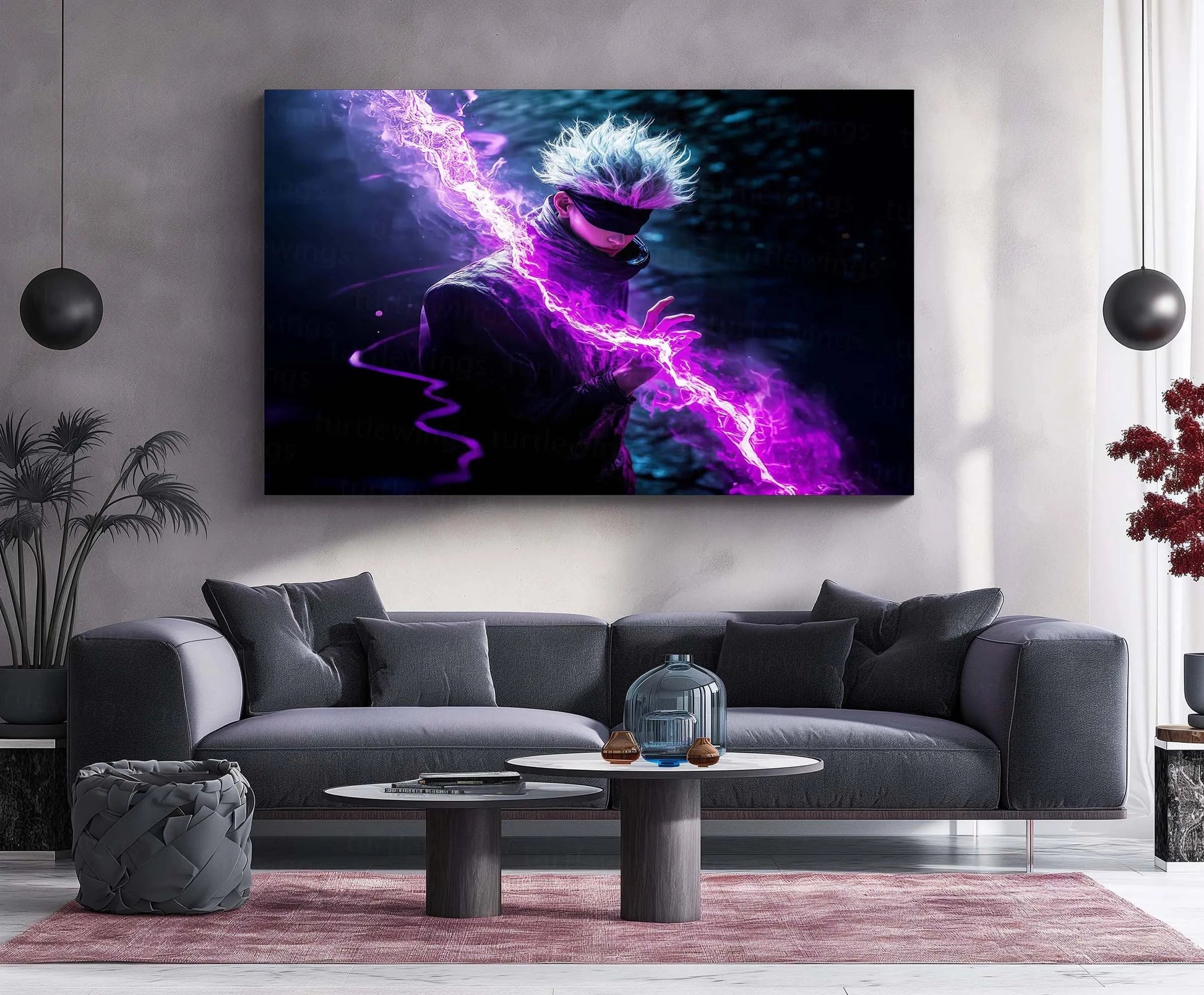 Anime Metal Poster | Satoru Gojo – Limitless Elegance | Modern Anime Metal Frame | Jujutsu Kaisen Wall Art - TURTLEWINGS