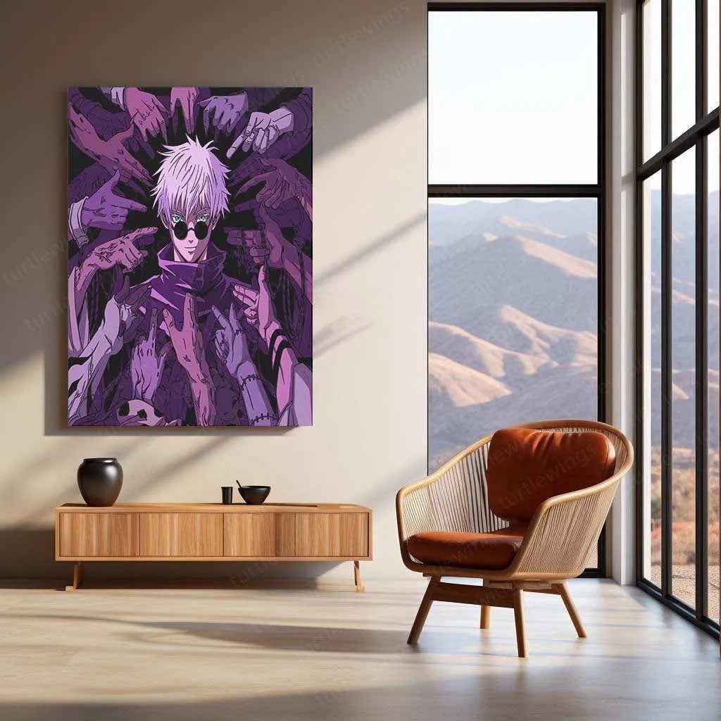Satoru Gojo Jujutsu Kaisen Metal Poster | Infinity Sorcerer Wall Art | Anime Aesthetic Decor - TURTLEWINGS