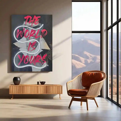 Scarface "The World Is Yours" Neon LED Metal Poster â Iconic Gangster Movie Wall Art - TURTLEWINGS