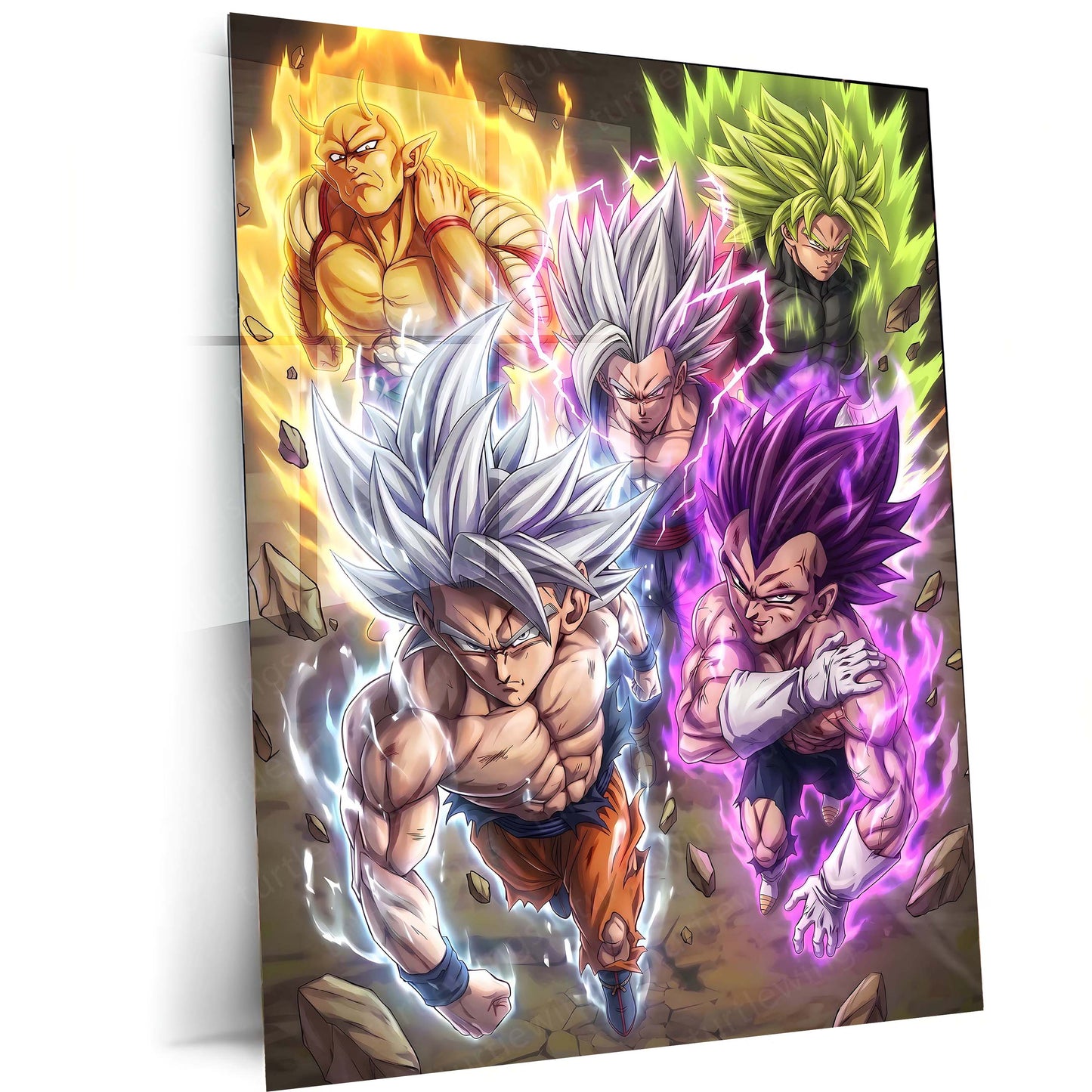 Legendary Saiyan Transformation Wall Art | Anime Power Awakening Metal Frame by TurtleWings