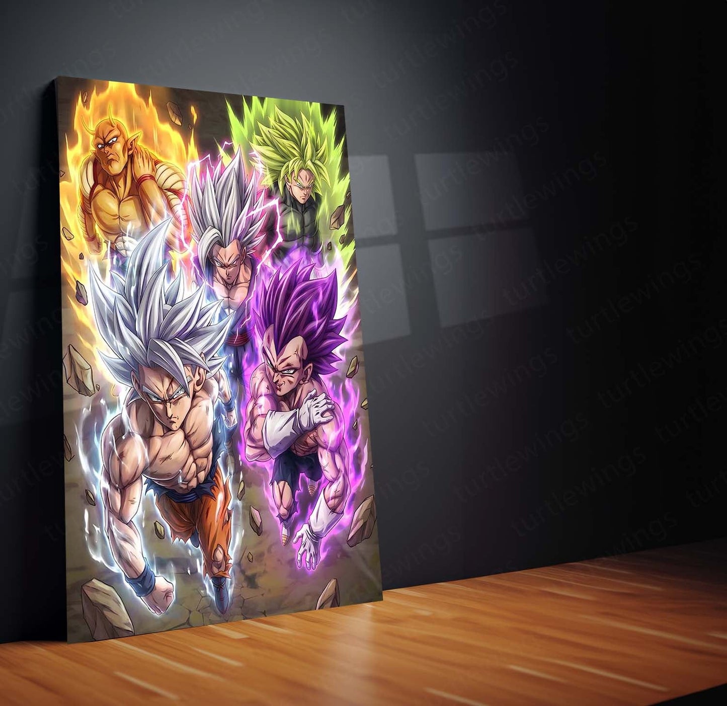 Legendary Saiyan Transformation Wall Art | Anime Power Awakening Metal Frame by TurtleWings