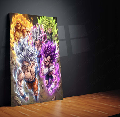 Legendary Saiyan Transformation Wall Art | Anime Power Awakening Metal Frame by TurtleWings