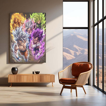 Legendary Saiyan Transformation Wall Art | Anime Power Awakening Metal Frame by TurtleWings
