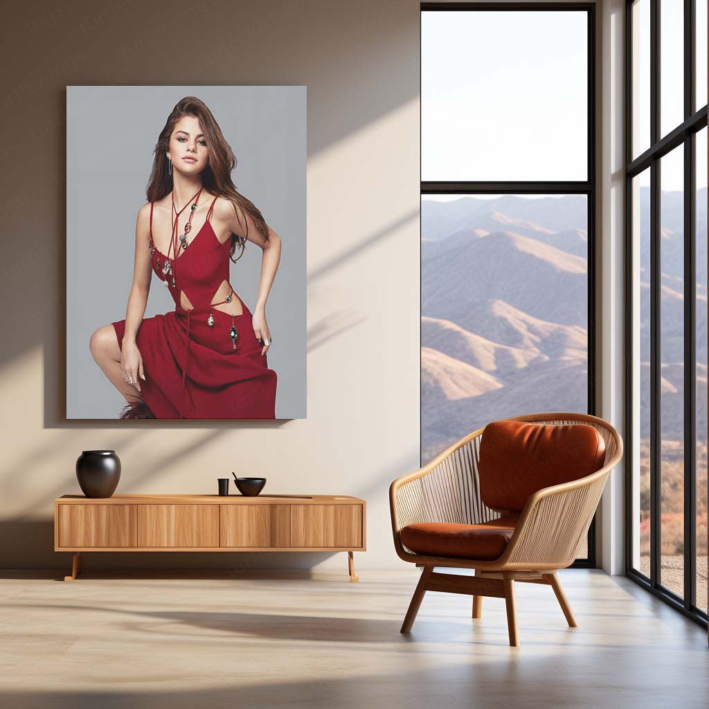 Selena Gomez Metal Frame – Pop Icon Wall Art | Stylish Celebrity Poster - TURTLEWINGS
