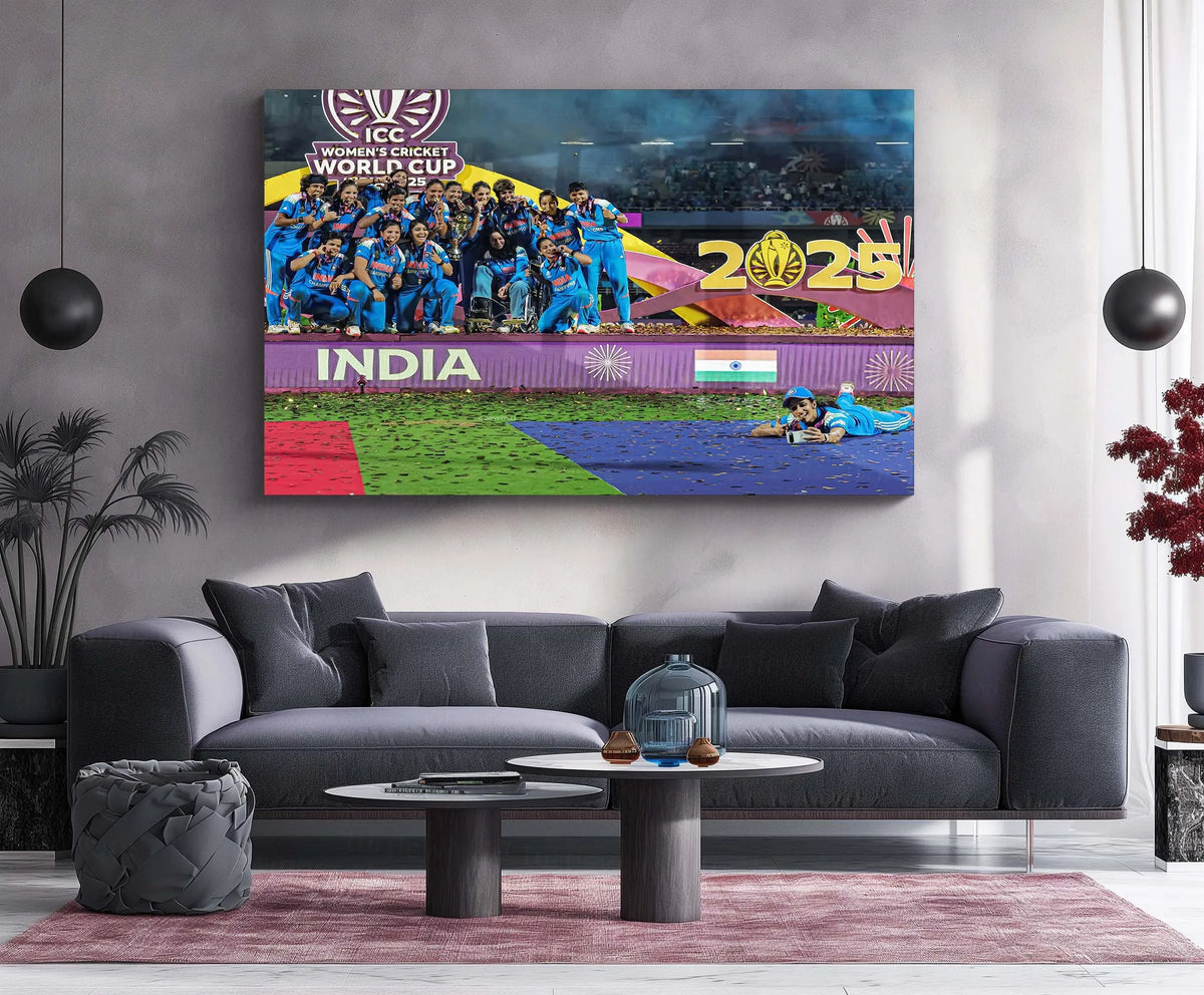 India Women’s Team – ICC Women’s World Cup 2025 Champions Selfie Moment | Limited Edition Metal Frame Poster - TURTLEWINGS