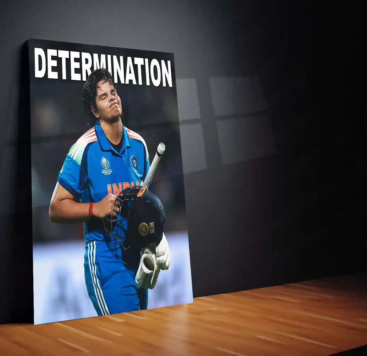 Shafali Verma – Determination | ICC Women’s World Cup 2025 Edition | Motivational Cricket Metal Frame Poster - TURTLEWINGS