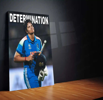 Shafali Verma – Determination | ICC Women’s World Cup 2025 Edition | Motivational Cricket Metal Frame Poster - TURTLEWINGS