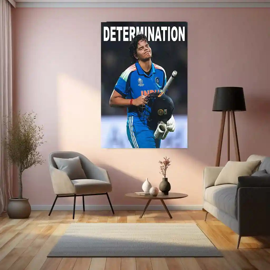 Shafali Verma – Determination | ICC Women’s World Cup 2025 Edition | Motivational Cricket Metal Frame Poster - TURTLEWINGS