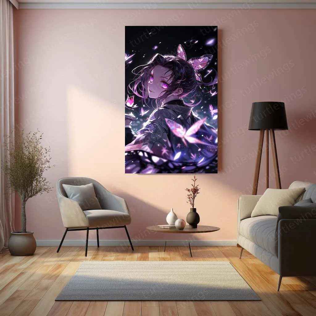 Shinobu Kocho Metal Poster – Demon Slayer | Beautiful Butterfly Hashira Wall Art | Anime Decor - TURTLEWINGS