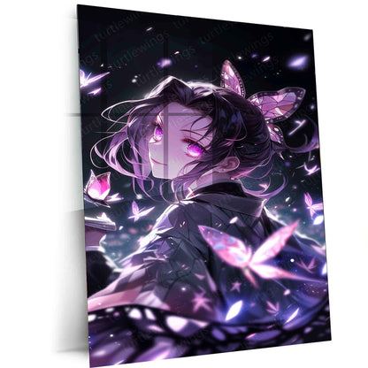 Shinobu Kocho Metal Poster – Demon Slayer | Beautiful Butterfly Hashira Wall Art | Anime Decor - TURTLEWINGS