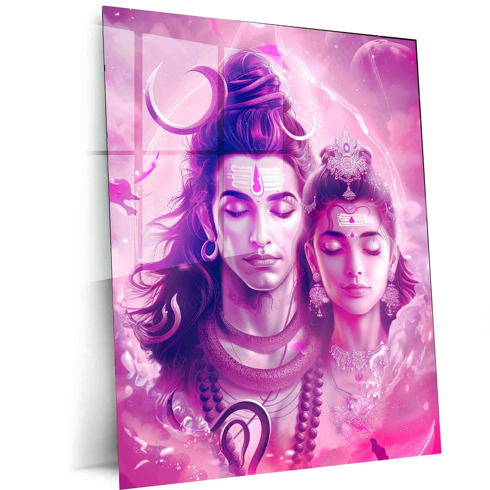 Shiva Parvati Metal Poster – Divine Couple | Spiritual Hindu Wall Art - TURTLEWINGS