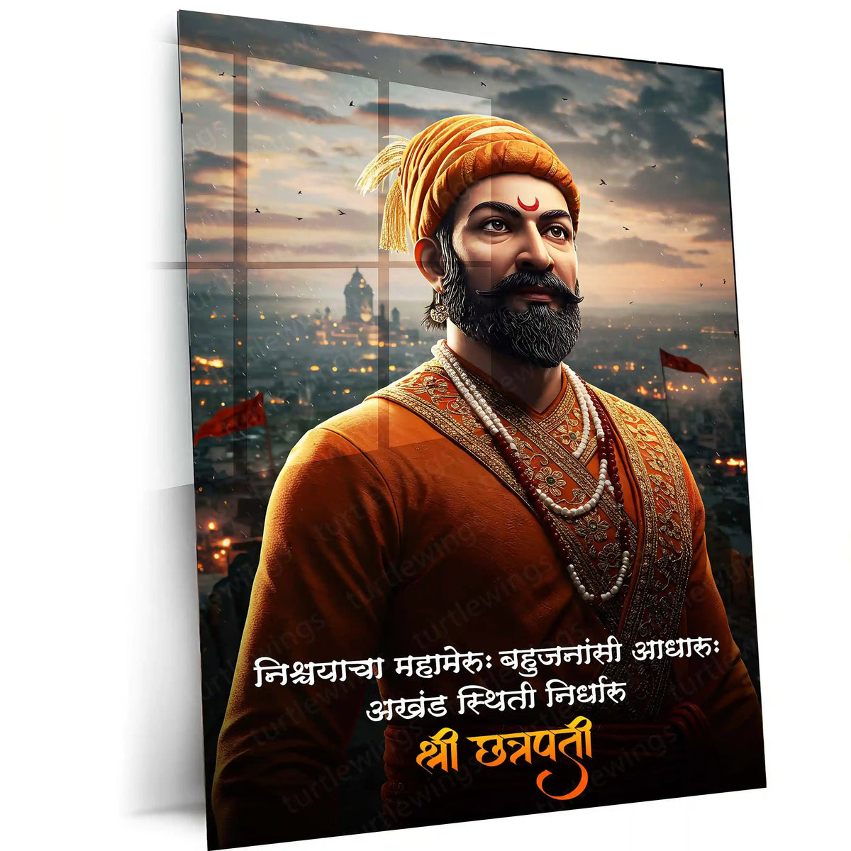 Chhatrapati Shivaji Maharaj Metal Frame | Warrior King Wall Art | Metal Frame 05 - TURTLEWINGS