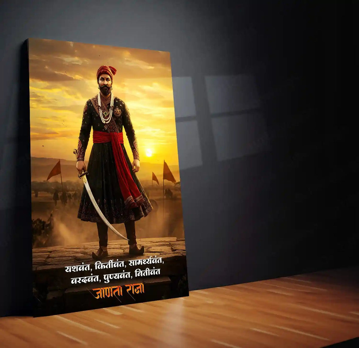 Chhatrapati Shivaji Maharaj Metal Frame | Warrior King Wall Art | Metal Frame 06 - TURTLEWINGS