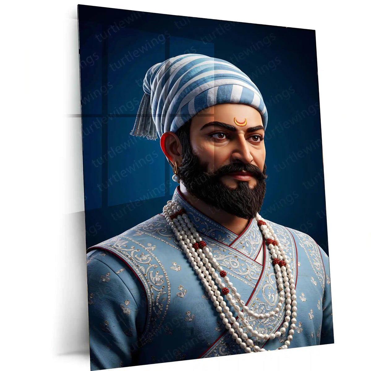 Chhatrapati Shivaji Maharaj Metal Frame | Warrior King Wall Art | Metal Frame - TURTLEWINGS