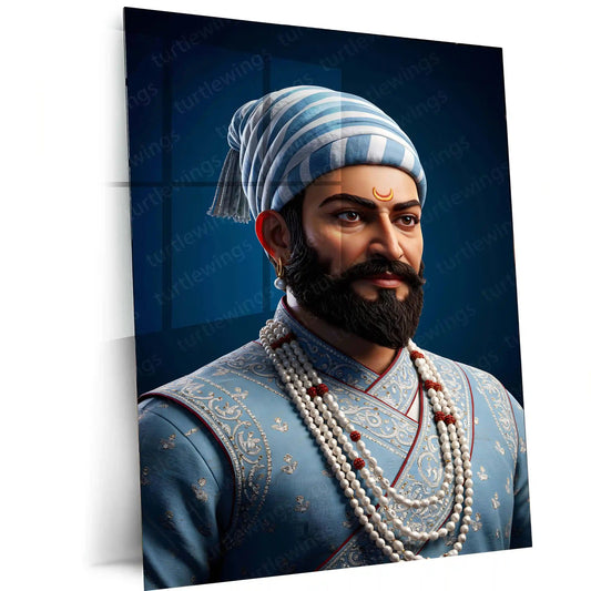 Chhatrapati Shivaji Maharaj Metal Frame | Warrior King Wall Art | Metal Frame - TURTLEWINGS