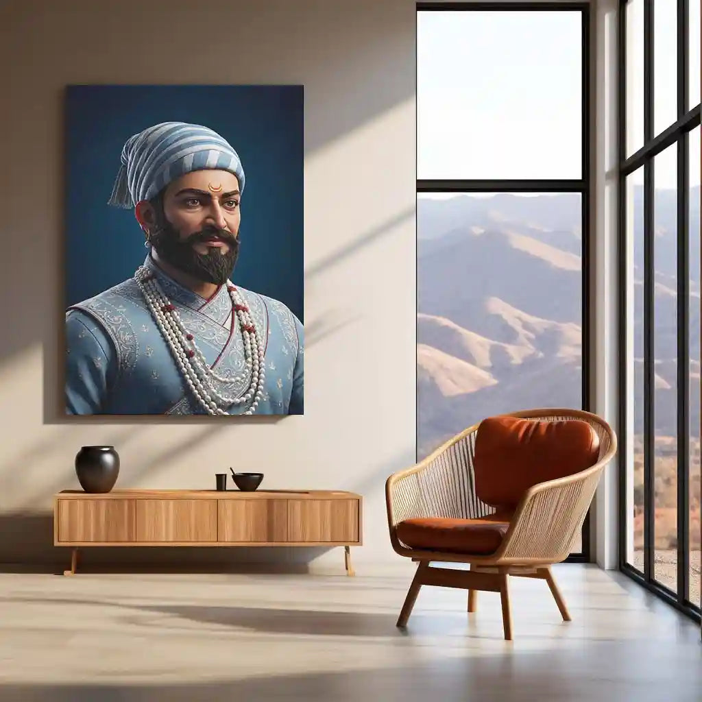 Chhatrapati Shivaji Maharaj Metal Frame | Warrior King Wall Art | Metal Frame - TURTLEWINGS